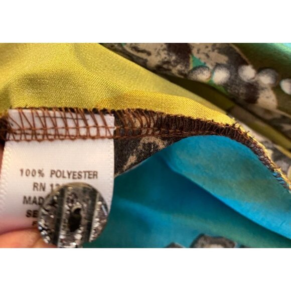 Pleated Button-Up Tunic Dress Abstract Multicolor Flared Sleeves Small/Medium - Picture 3 of 8